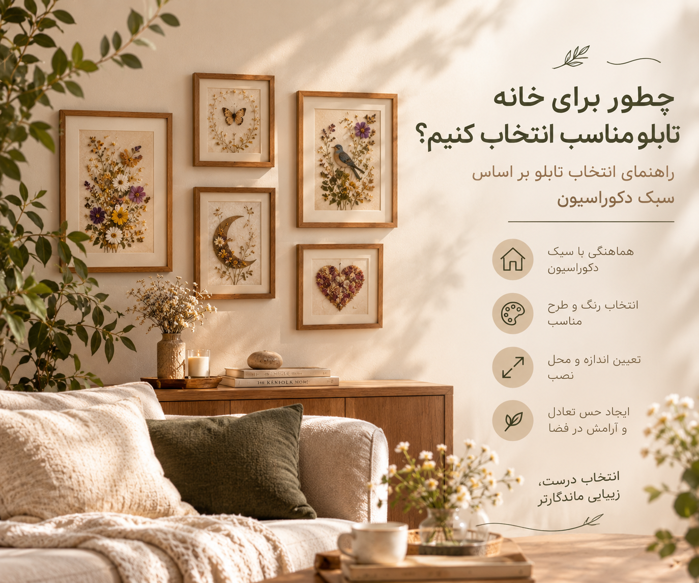 چطور برای خانه‌ تابلو مناسب انتخاب کنیم؟ راهنمای انتخاب تابلو بر اساس سبک دکوراسیون
